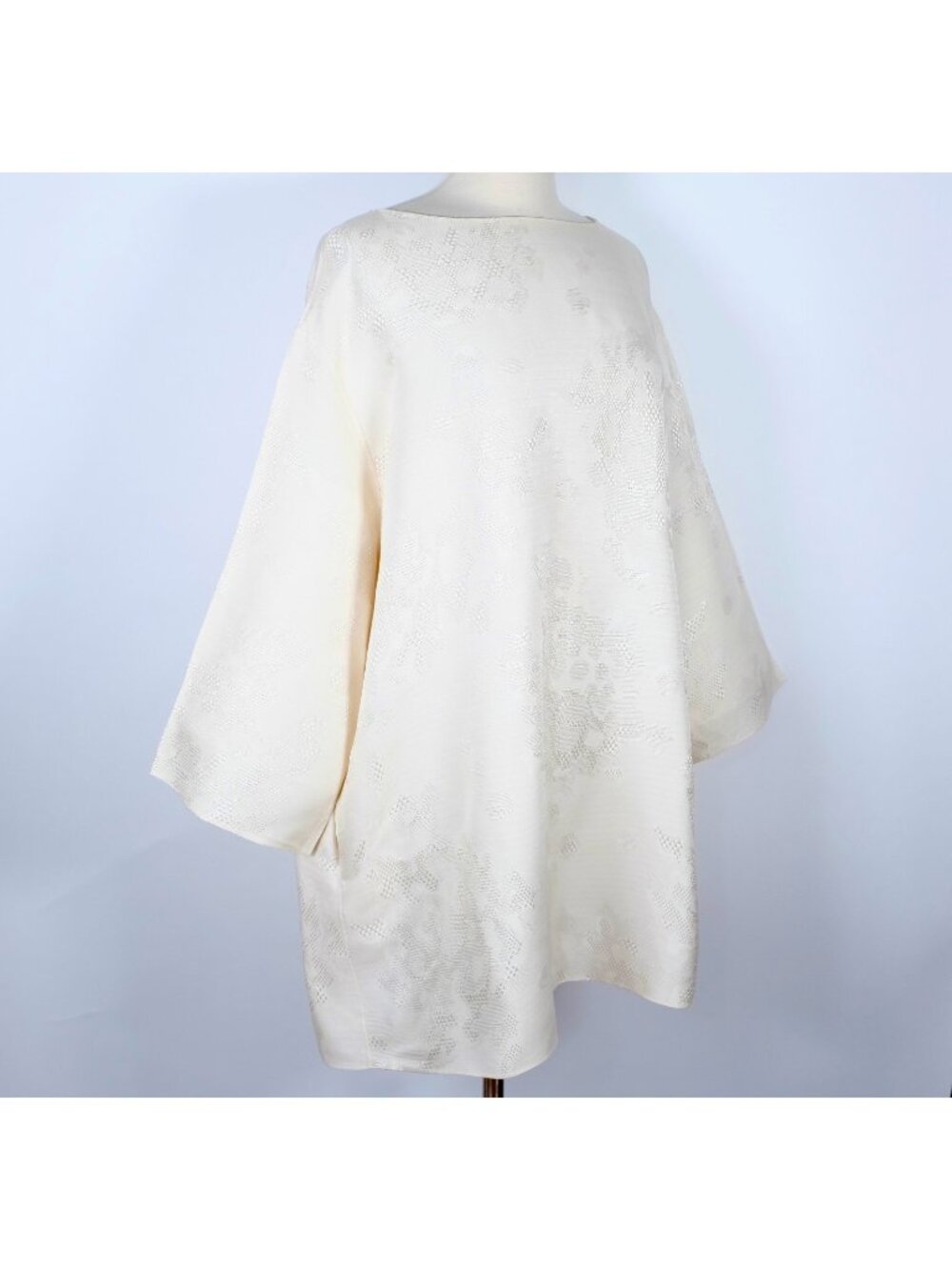 THE ROW tunic silk dress XS / S kimono sleeve cream oversized w/ pockets